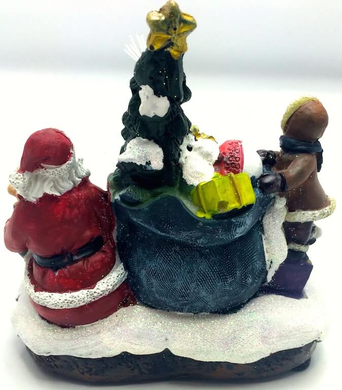 Χριστουγεννιάτικο πολυεστερικό δεντράκι Άϊ Βασίλης σάκος με δώρα με φώς 12cm-5189
