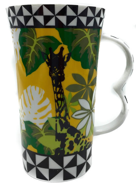 Πορσελάνινη κούπα jungle με καμηλοπάρδαλη και ελέφαντα-10654