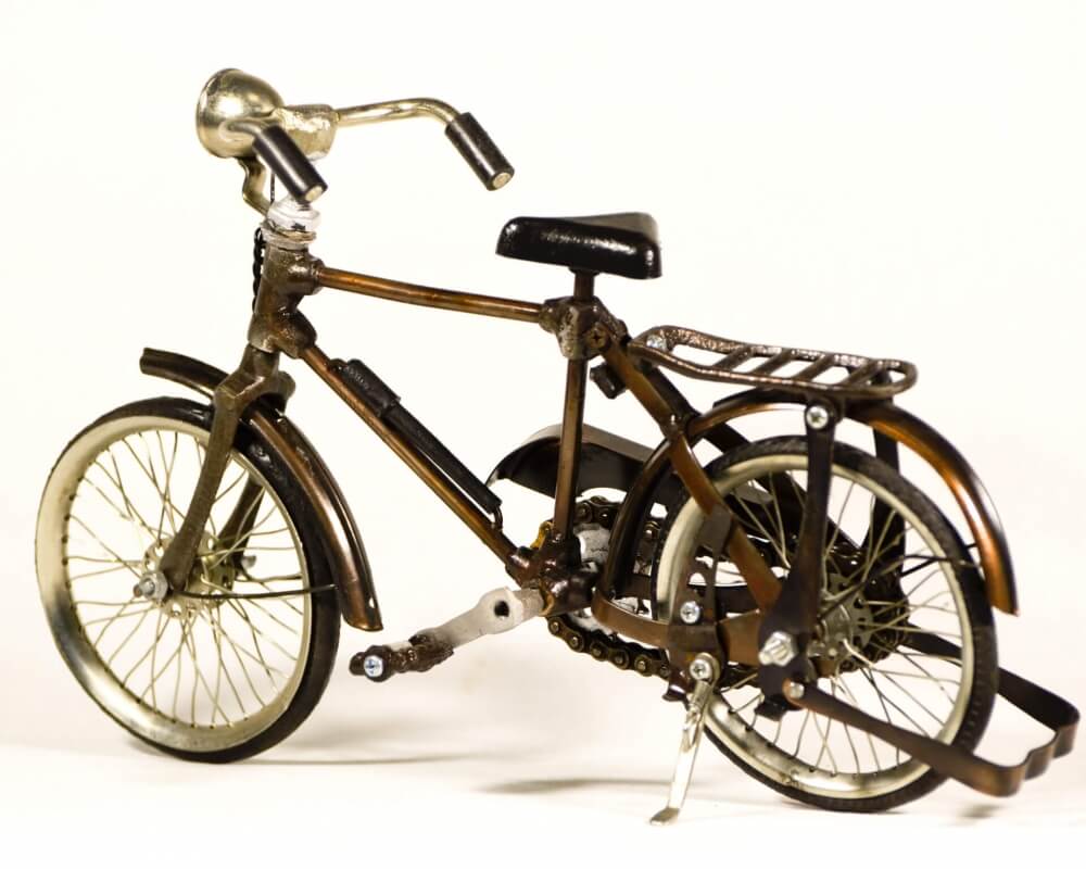Vintage μπρονζέ παραδοσιακό μεταλλικό ποδήλατο μινιατούρα-11539