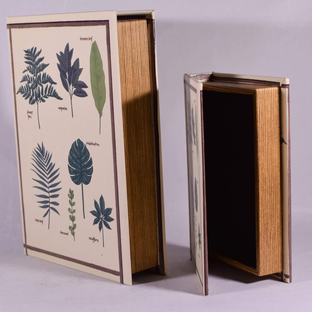 Βιβλίο Κουτί Σετ των 2 με Σχέδιο Φύλλα 27cm-14219