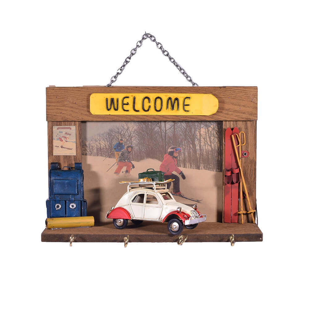 vintage-κλειδοθήκη-τοίχου-welcome-αυτοκίνητο-25cm-giftland